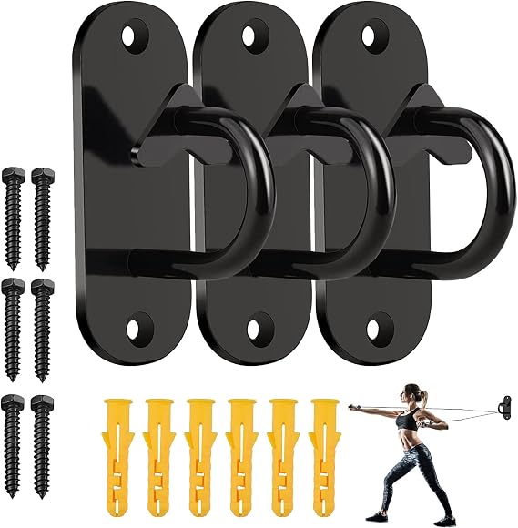 3Pcs Resistance Band Wall Anchor, Wall Mount Anchor Heavy Duty Battle Rope Anchor Strap, Suspension Trainer Anchor Space Saving Wall Anchor Point For Strength Training, Yoga And Physical Therapy