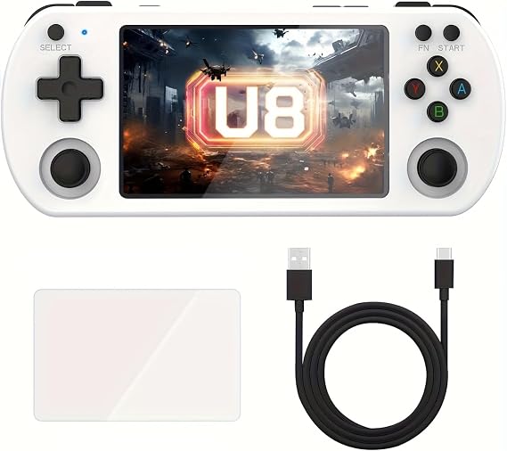 Retro Handheld Game Console, 4.0 Inch IPS Screen, 20,000+ Games, Multi-System Support (White)