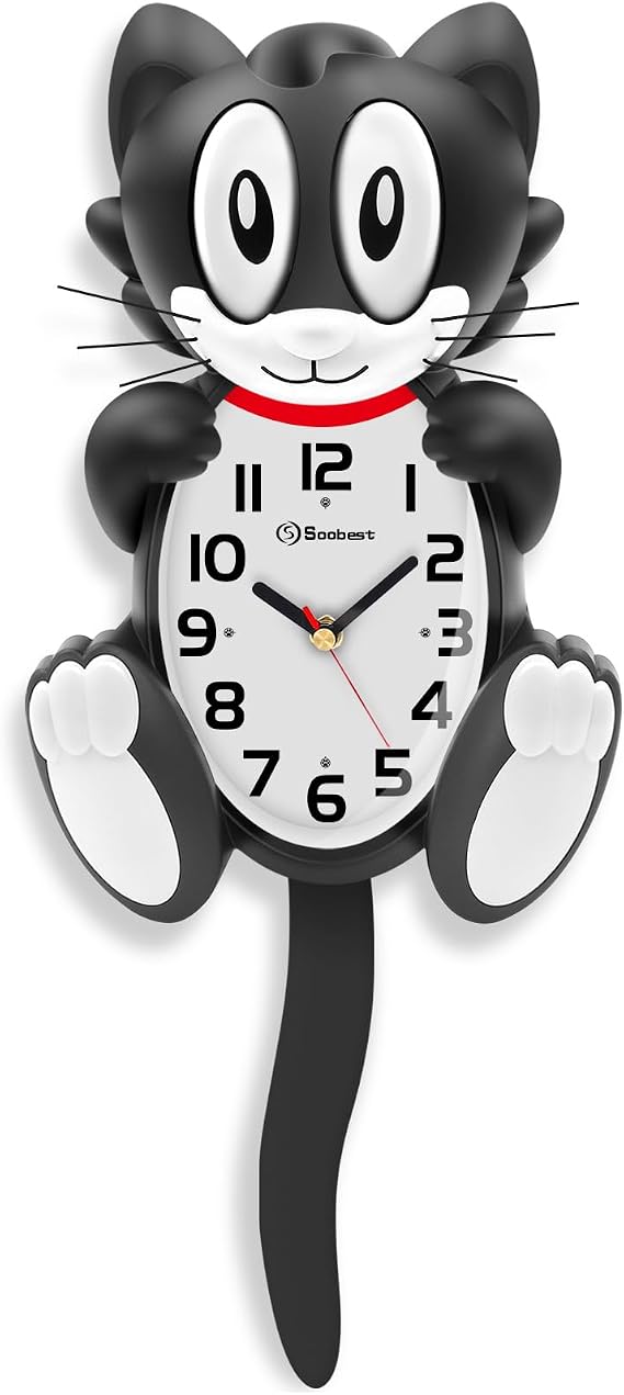 Soobest 18 Inch 3D Large Cat Wall Clock, Battery Operated