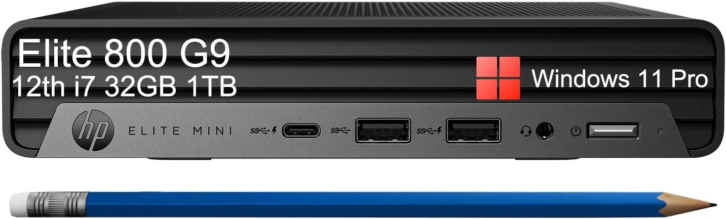 HP Elite 800 G9 Mini Business Desktop Computer Intel 12-Core i7-12700T, 32GB DDR5 RAM, 1TB PCle SSD Mini PC with IST Keyboard, Mouse, Type-C, DisplayPort, WiFi 6E, 3-Yr WRT, Win 11 Pro, Black