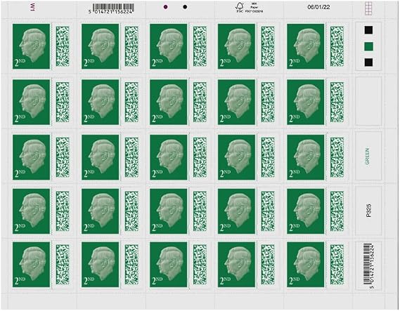 25 x 2nd Class Barcoded Stamps Royal Mail