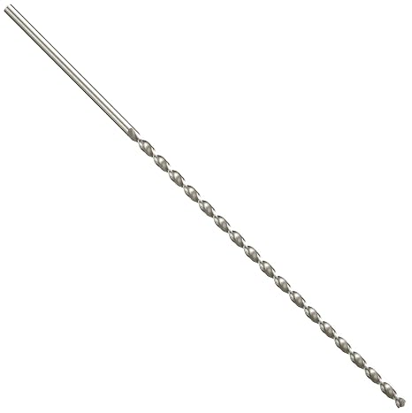 Dormer A978 Cobalt Steel Extra Long Length Drill Bit, Parabolic Flute, PFX Style, Uncoated (Bright) Finish, Round Shank, 130 Degree Point Angle, 1/4"