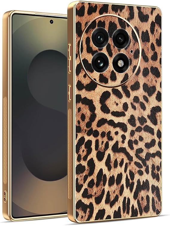 Phone Case for Oneplus 13 Silicone Leather Slim Cover Women Men, Aesthetic Luxury for Oneplus 13 Case Full Camera Protection Anti-Scratch Shockproof (Leopard Print)