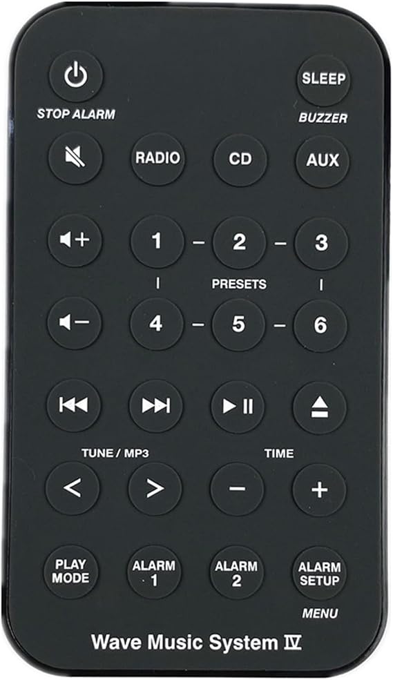 Remote control with music system speaker blind operation and button layout to minimize errors