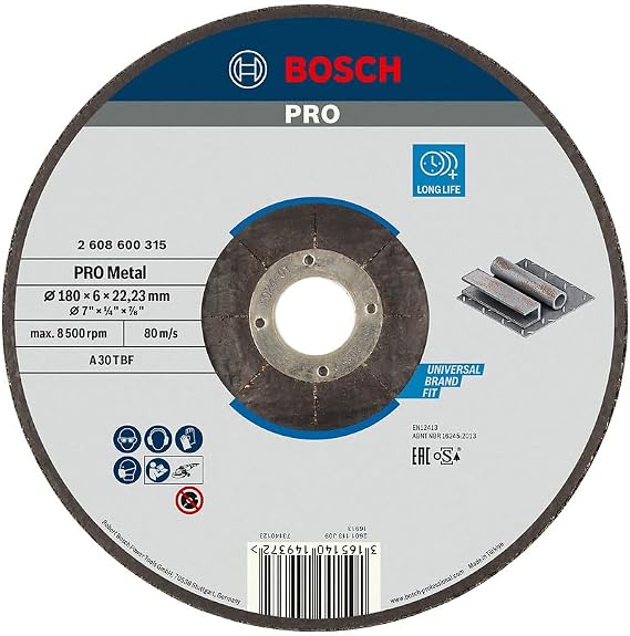 Bosch Professional Accessories Convex Metal Cutting Disc, Grey, 230 mm, 1 Piece