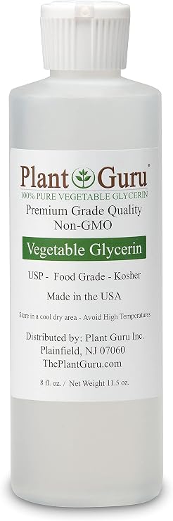 Vegetable Glycerine/Glycerin 8 oz. USP Food Grade Kosher - Great for Skin, Hair, Face, Body, Crafts and DIY Soap Making.