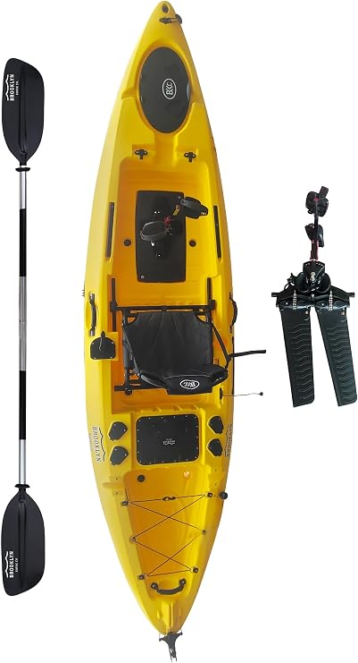 Upgraded Brooklyn 12.0 Pro Pedal Drive Propeller Kayak by BKC, 12 ft Hands-Free Single Fishing Kayak, Rudder Steering, 70 lb Hull, Watertight Storage & Adjustable Seat