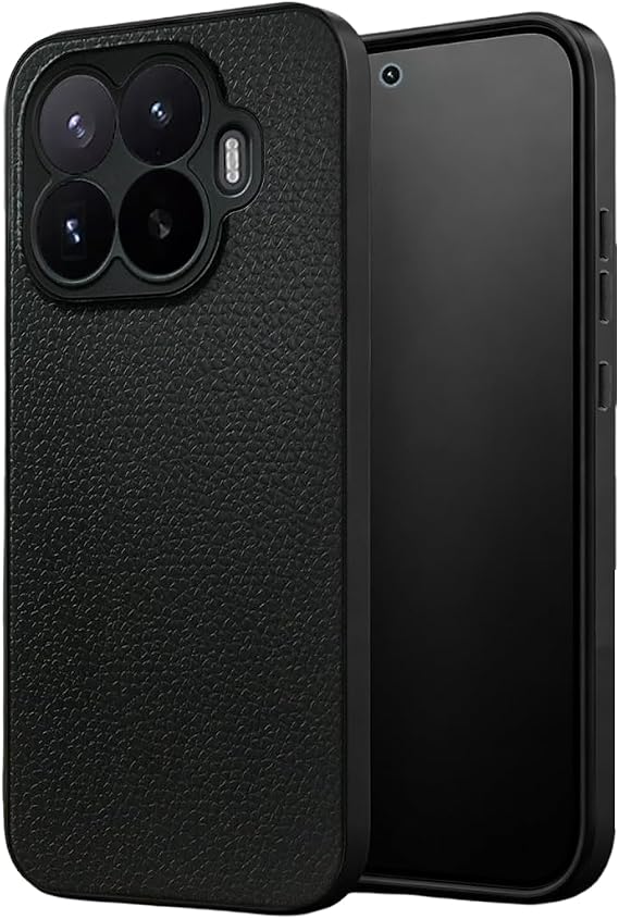 Coverzone Xiaomi 17T Pro ile uyumlu Kılıf Deri Görünümlü Thermax Silikon kılıf Kamera Korumalı Kompakt Tasarım Mi 17T Pro için Deri Görünüm Kapak Siyah