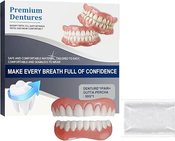 Advanced Customized Full Denture Set, Premium Silicone Full Set Dentures, Silicone Reline Denture Set, Soft and Comfortable, Natural-Looking Teeth (1 PCS)