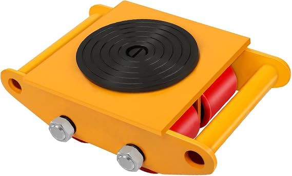 FAHKNS Machinery Skates Heavy Duty 13200LBS/6T Machinery Moving Skates with 360 Rotation Cap and 4 PU Wheels Dolly Skates for Heavy Duty Industrial Moving Equipment, Yellow