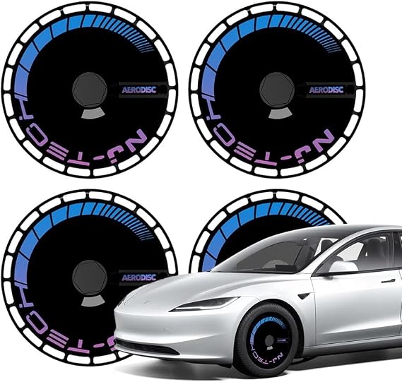 Tesla Model Y/Model 3 19" Aerodisk Jant Kapağı (SİYAH PEMBE MAVİ)- Juniper ile uyumlu değildir.