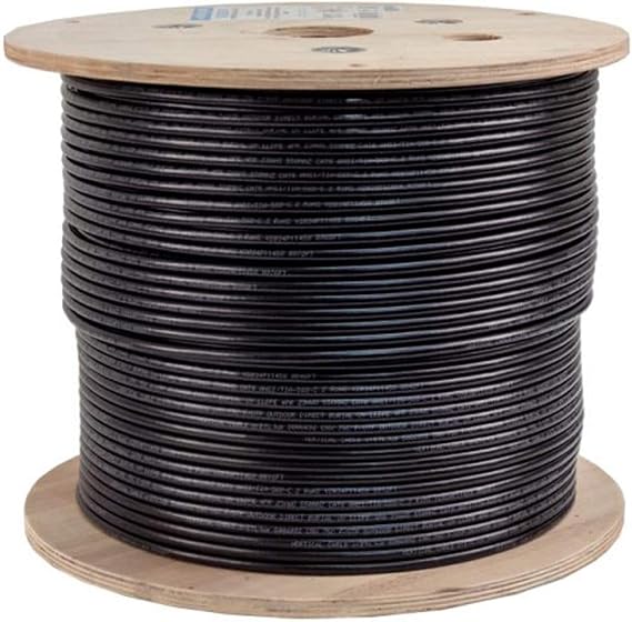 Vertical Cable CAT6A, Shielded Dual Jacket, Direct Burial, 1000ft, Black, Bulk Ethernet Cable