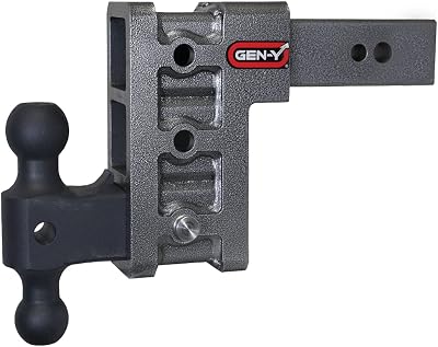 GEN-Y Hitch Tow Hitch for 2.5 Receiver - 6 DropRise with 3 Adjustable Positions, Includes Dual Ball Mount and Locking Pin, 32,000 lbs Towing Capacity, 3,500 lbs Tongue Weight, Silver