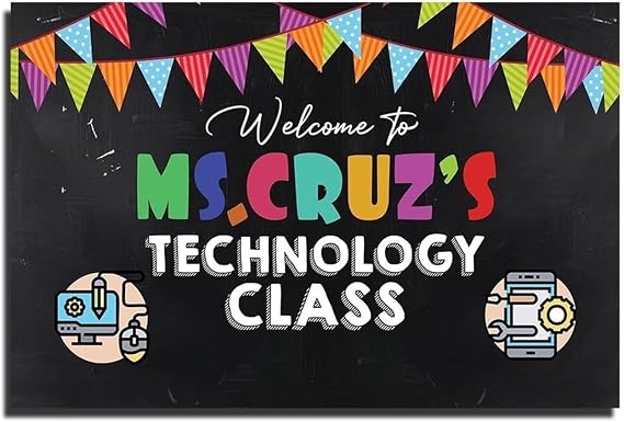 Digital Literacy Classroom Poster - Personalized Welcome Sign for Computer Lab, Custom Teacher Name Technology STEM Wall Decor(Framed,16x24inch(40x60cm)) 