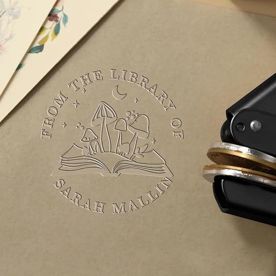 Personalized Book Embosser, 1.7'' Custom Book Embosser, Custom Embosser for Books, Book Stamp Personalized Embosser with 16 Designs, Book Press Embosser for Readers, Book Lovers, and Collectors