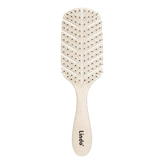 Lindo Eco-Friendly Hair Brush detangling wet or dry hair, flexible bristles (Beige)