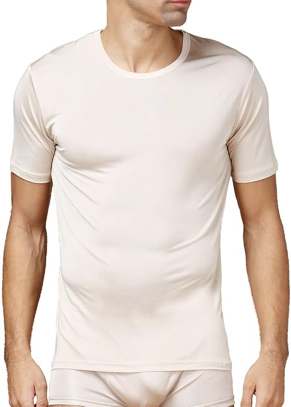 Paradise Silk Pure Silk Knit Mens Round Neck Short Sleeves Solid US S M L