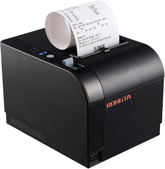 Rongta 80mm Thermal POS Receipt Printer Black | 3 1/8 inch Pos Printer with Auto Cutter, USB, Serial, Ethernet, for Kitchen