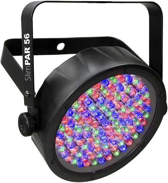 CHAUVET DJ SlimPAR 56 LED PAR Can Wash Light w/Built-In and Sound Activated Modes , Black | Low-profile uplight fixture for stages and events, music-responsive modes, built-in programs, truss or tripod mounting