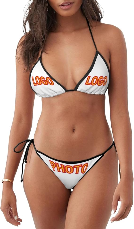 Custom Bikini Set for Women Two Piece Customized Novelty Swimwear Personalized Sexy Swimsuit Add Your Own Logo Text Picture
