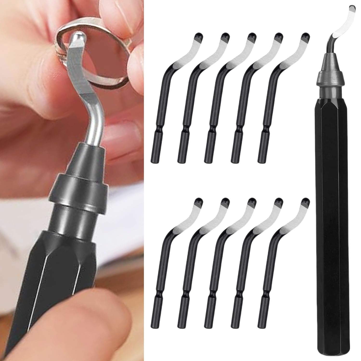 Deburring Tool with 10 High Speed Steel Rotary Burr Removal Blades Deburring Tool 3D Printing, Burr Reamer Tool, Ideal for Metal, Resin, PVC Pipes, Plastic, Copper Pipe