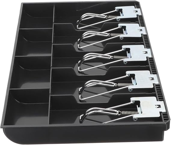 KALLORY Portable Cash Drawer Tray Compartments Organized Money Storage Box for Shops Design Clips for Secure Cash Handling Replacement
