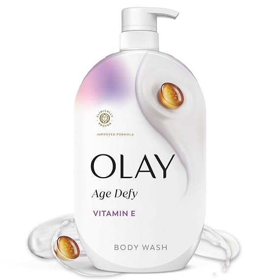 Olay Body Wash for Women, Age Defy with Vitamin E, 24/7 Moisture Barrier Repair, Hydrating & Cleansing Formula for Visibly Healthy Soft Skin, Vitamin B3 & Hyaluronic Blend, All Skin Types, 35 fl oz