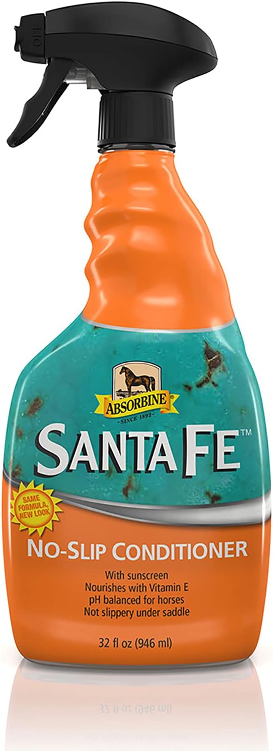 Absorbine Santa Fe Coat Conditioner with Sunscreen, 32 fl oz Spray | Non-Slippery Formula, Deep Conditions, Repels Dust & Dirt, Vitamin E, Panthenol, Silk Proteins, pH Balanced for Horses