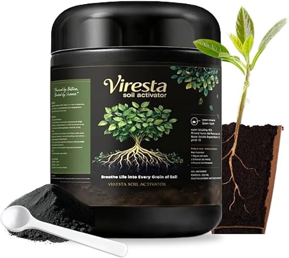 Soil Activator - Viresta Soil Revitalizer (Yields 266 Gallons), Concentrated Humic Acid Formula - Promotes Root Growth & Nutrient Uptake for Lawns, Garden, Indoor & Outdoor Plants (13.8oz)