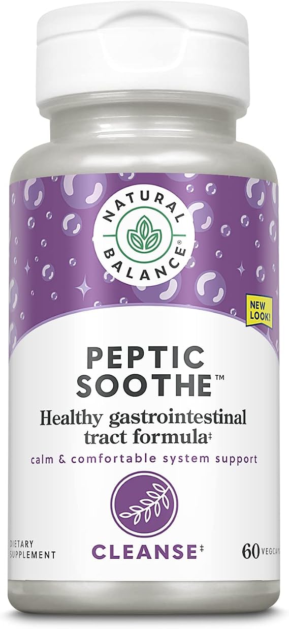 Natural Balance Peptic Soothe | Gastrointestinal Formula for Healthy Digestion Support | with Zinc Carnosine, L-Glutamine & Mastic Gum | 60 VegCaps
