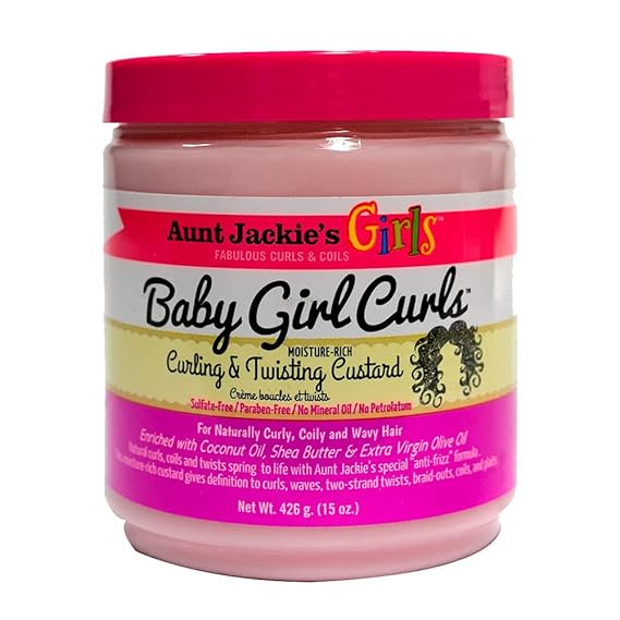 Aunt Jackie's Kids Baby Curls, Moisture Rich Curling and Twisting Custard for Naturally Curly, Coily and Wavy Hair, 15 oz
