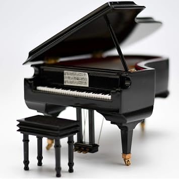 MusicBoxAttic Miniature Grand Glossy Black Piano Music Box 18 Note Classical Mechanical Wind-Up Jewelry Box Organizer Romantic Gift for Boys and Girls - Always