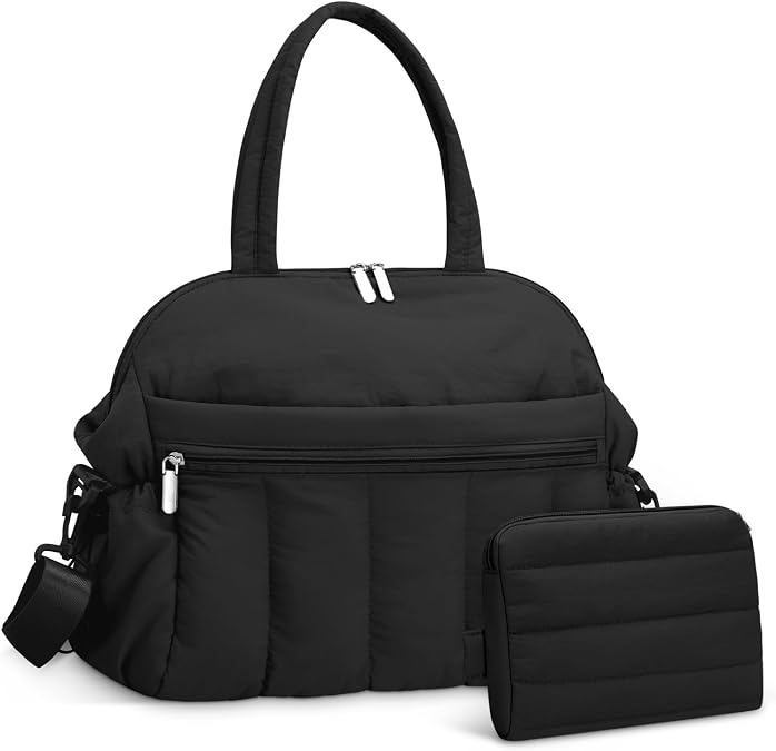 Diaper Bag Tote, Puffer Diaper Tote Bags Crossbody Hospital Bag Travel Large Mommy Bag, with Pacifier Case
