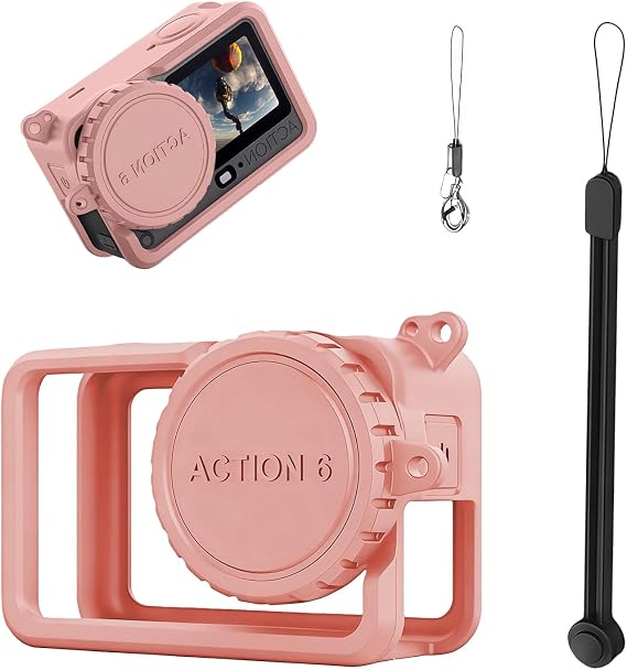 Silicone Case with Lens Cap Compatible for DJI Osmo Action 6(Pink)