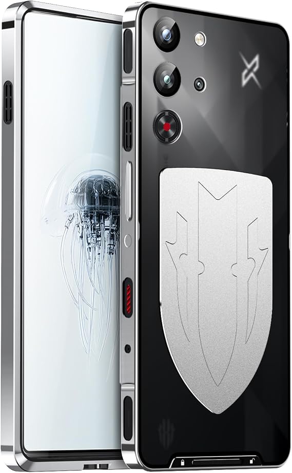 for ZTE Nubia RedMagic 10S pro/10S pro Plus/10 Pro / 10 Pro Plus Metal Case, Luxury Premium Aluminum Alloy Shockproof Bumper Frame with Hard plaastic Back Cover (Silver)
