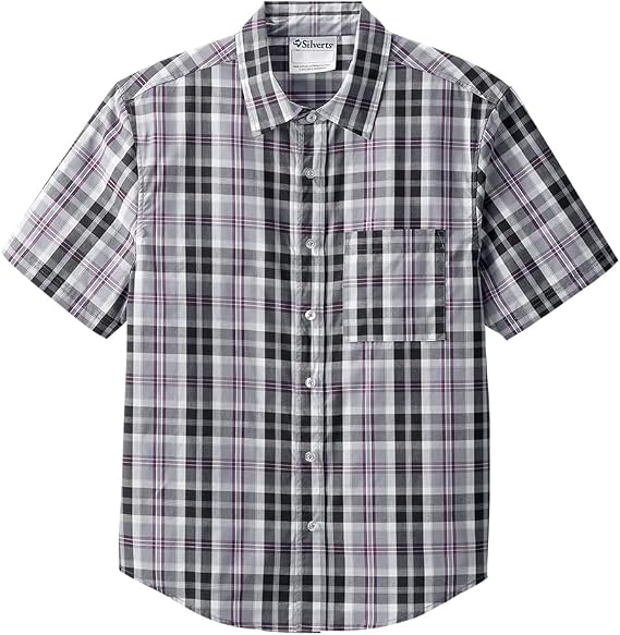 Silverts Men's Magnetic Button Shirt, Short Sleeve Assisted Dressing | Magnetic Button Shirt, For Elderly, Rehab & Care Wear, Short Sleeve, Assisted Dressing