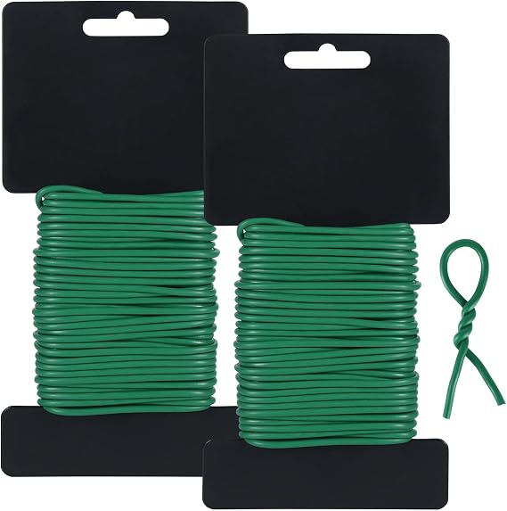 Tenn Well 2Pk 66ft 2.8mm Plant Ties Green Garden Wire for Climbing Plants | Garden wire ties for tomato plants, climbing roses, trellises, soft bendable twist ties