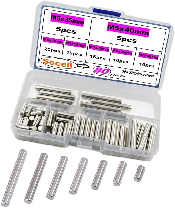 Socell 80 Pieces Dowel Pin Stainless Steel Shelf Support Pin Fasten Elements Shelf Bracket Pegs Cabinet Furniture Shelf Pins Support Assortment Kit