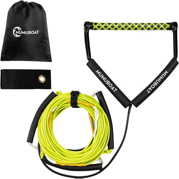 Dyneema Wakeboard Rope 75ft, No Stretch Wakeboard Rope and Handle Water Ski Rope for Watersports, 4 Sections Floating Wakeboard Tow Rope for Kneeboarding and Wakesurfing