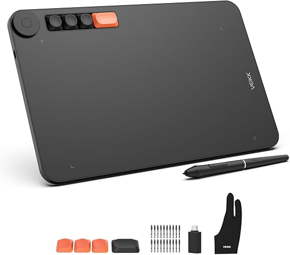 VEIKK Graphics Drawing Tablet Voila L Drawing Pad 10X6 inch,with 4 Customized Keyboard Hot Keys,8192 Levels Battery-Free Stylus Pen,Compatible with PC/Mac/Windows/Linux