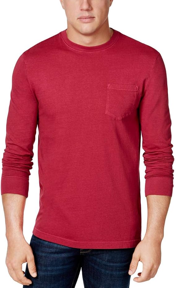 Club Room Mens Garment-Dyed Basic T-Shirt, Red, Large
