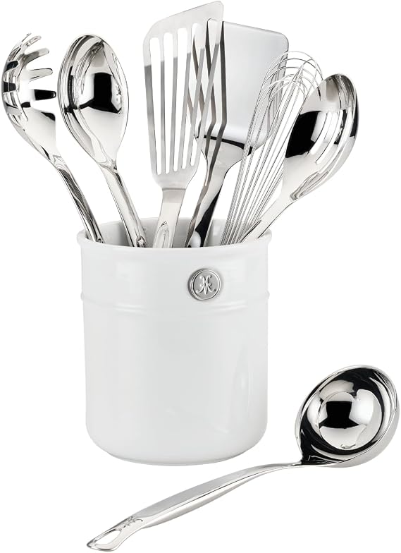 Hestan Provisions, Chef's Tools, Ultimate Set, 8-Piece, Stainless Steel Utensil set with Porcelain Bain Marie