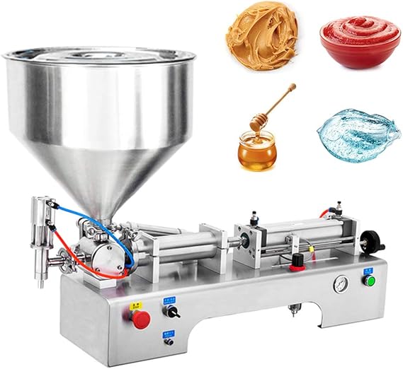 Hanchen Liquid and Paste Filling Machine 20-300ml Horizontal Pneumatic Piston Filler Semi-Automatic Liquid and Paste Dispenser for Oil Cream Lotion Honey Peanut Butter with CE Certificate (20-300ml)