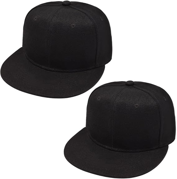 2 Pcs Classic Snapback Hat Cap Hip Hop Style, Adjustable Snapback Cap, Flat Bill Visor Classic Snapback Hat, Comfortable Men's Cap, Breathable Summer Sun Visor Hat Outdoor Sport Hat (Black)
