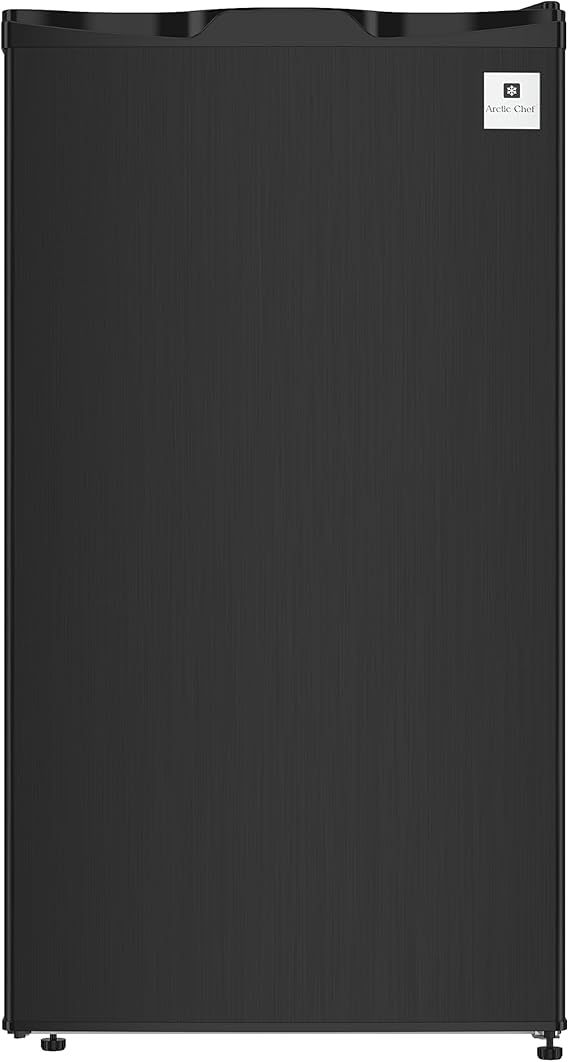 ARCTIC CHEF ACFR335, 3.2 Cu Ft Compact Design Mini Fridge with Freezer, Stainless, Black SS