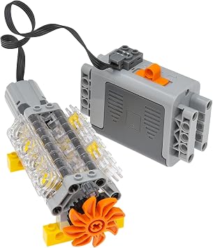 Domoni Powered V8 Engine Kit with M Motor & AA Battery Box - Complete Dynamic Building Set, Fully Technical Compatible for MOC, RC Cars, STEM Projects