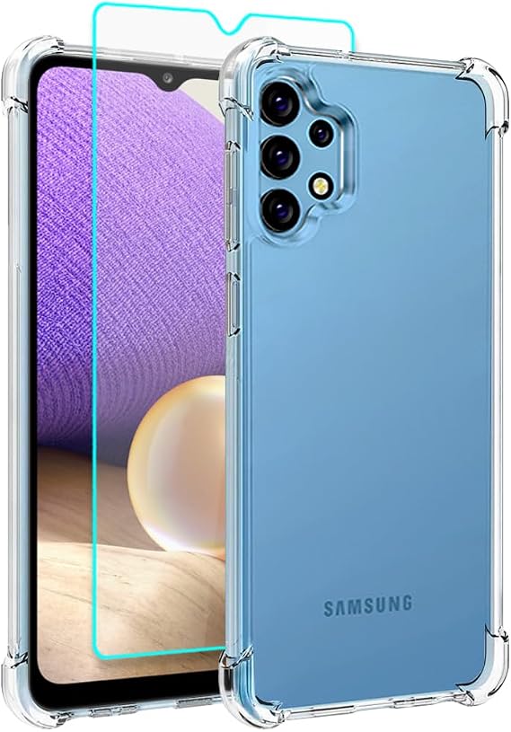 通用 Samsung A32 5G Case, Samsung Galaxy A32 5G Case, with HD Screen Protector, Cover with Ring Shockproof Protective Silicone Phone Cases for Samsung Galaxy A32 5G (Clear)