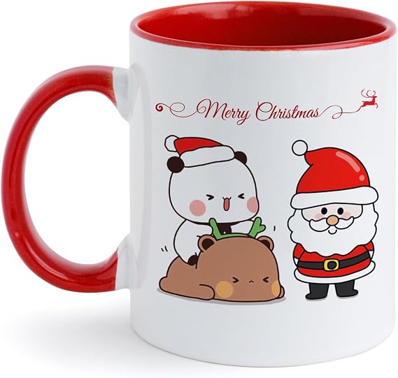 Bubu Dudu Cups 330 ml, Christmas Cups, Christmas Cup, Merry Christmas Ceramic Mug, Santa Claus and Bubu Dudu, Christmas Cup for Coffee, Tea, Milk, Xmas Gifts