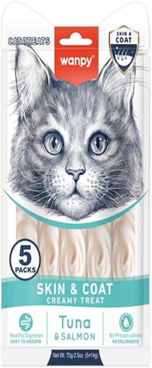 Wanpy Skin&Coat Ton Balığı&Somon Ödül 5X14Gr Kedi Maması