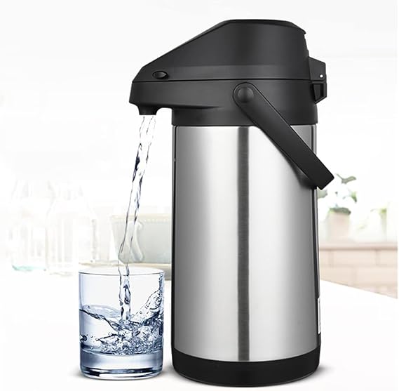 Coffee Airpot Thermal Carafe Dispenser with Pump,Stainless Steel Vacuum Insulated Lever-Action Airpots for Coffee,Large Coffee Thermos Dispenser for Coffee,Hot Chocolate ( Color : Silver , Size : 2.5L